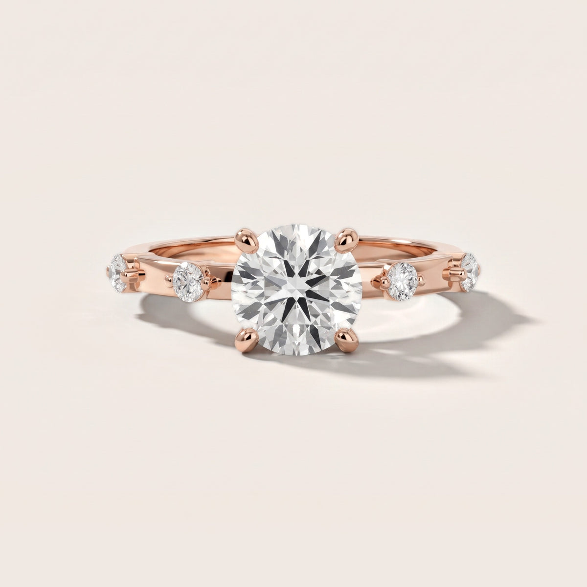 Elena Radiance Solitaire Round Diamond Engagement Ring in Rose Gold