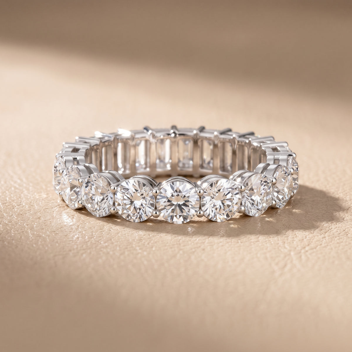 Malia Shared Prong Round & Emerald Diamond Eternity Band in White Gold - front.jpg