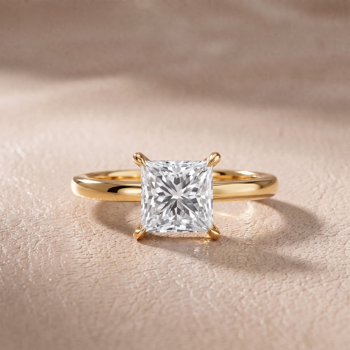 Nadia Petite Solitaire Princess Diamond Engagement Ring in Yellow Gold - front.jpg