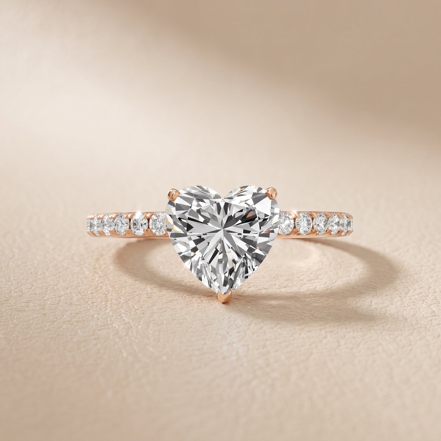 Juna French Pavé Solitaire Heart Diamond Engagement Ring in Rose Gold - front.jpg