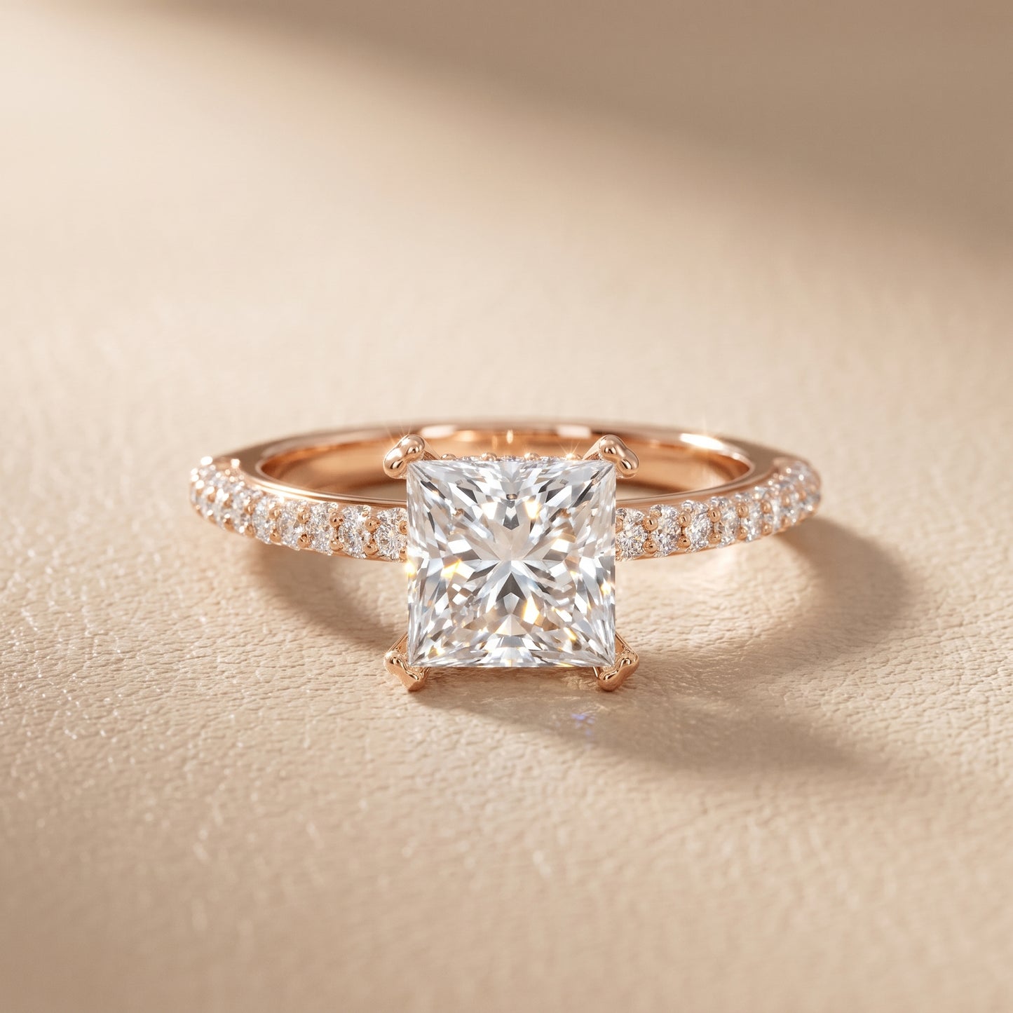 Violet Hidden Halo Pavé Princess Diamond Ring in Rose Gold - front.jpg