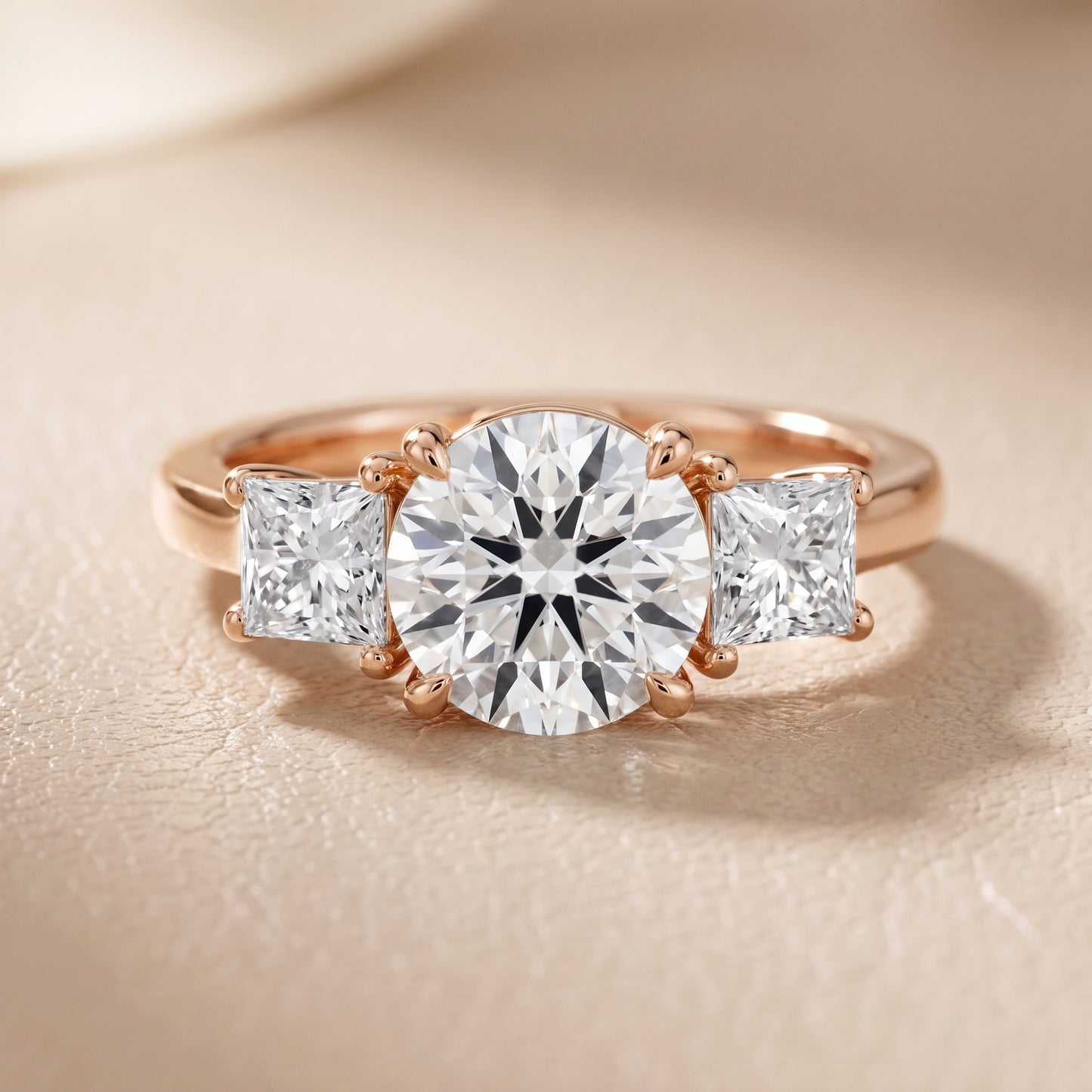 Sienna Three-Stone Round Diamond Ring in Rose Gold - front.jpg