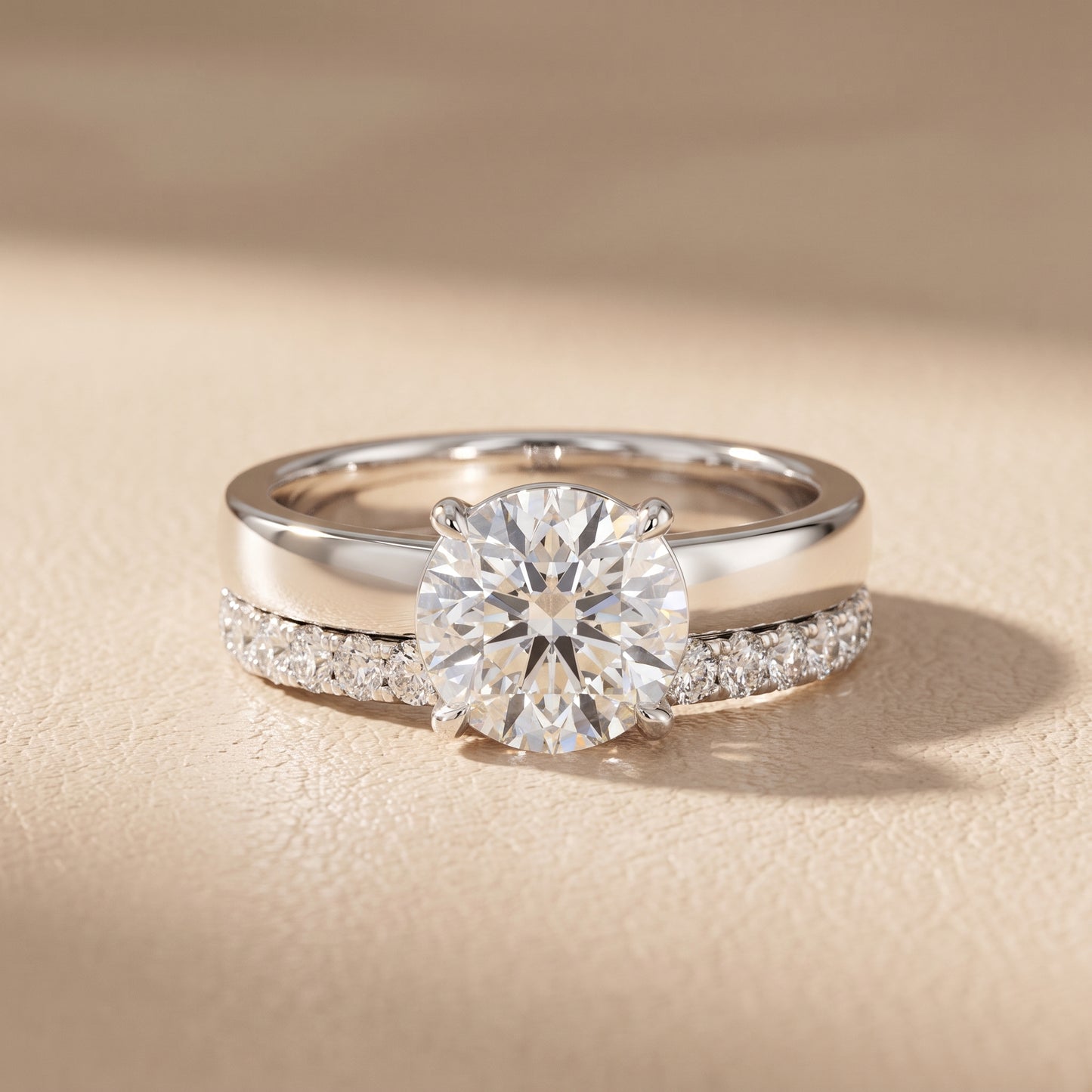 Veda Split Shank Pavé Round Diamond Engagement Ring in Platinum - front.jpg