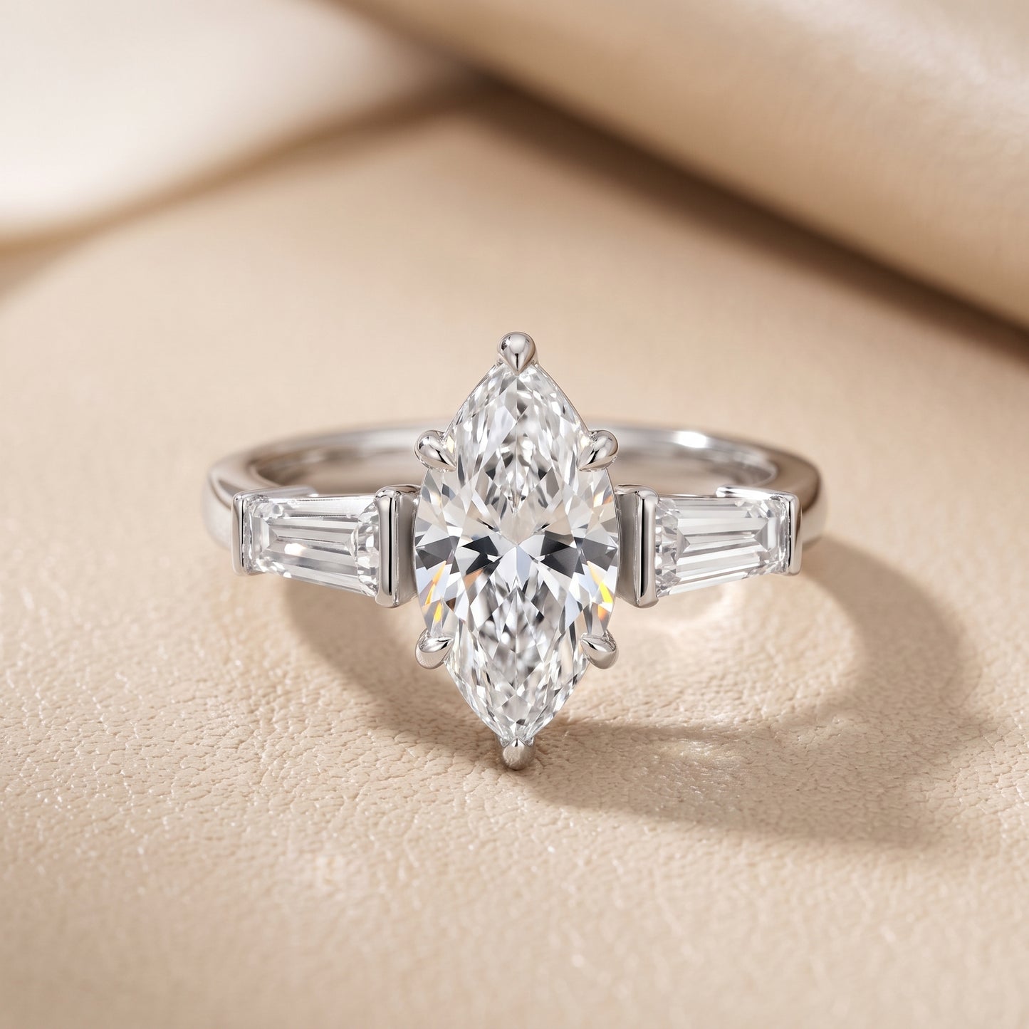 Layla Tapered Baguette Marquise Diamond Ring in Platinum - front.jpg