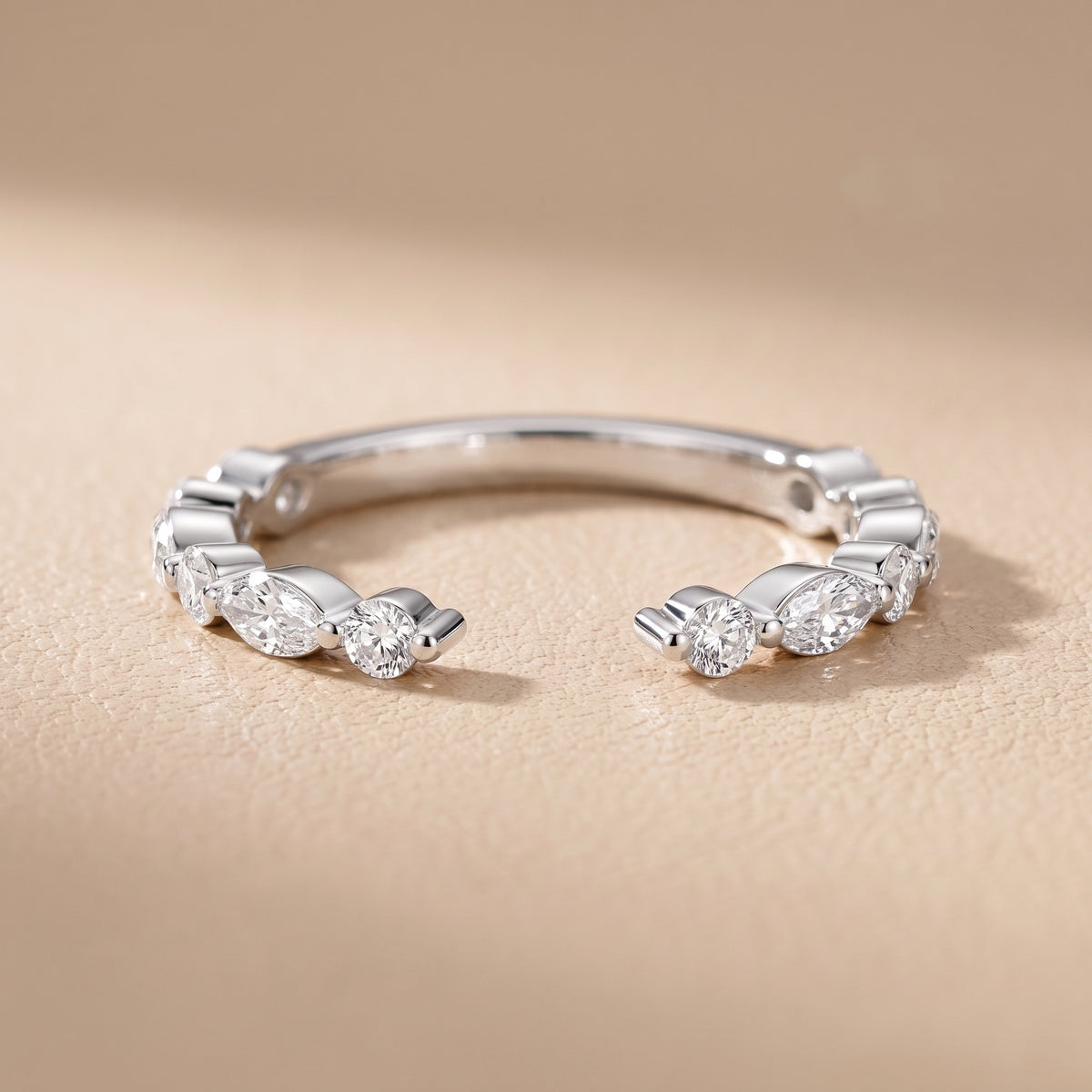 Hollis Shared Prong Round & Marquise Diamond Wedding Band in White Gold - front.jpg