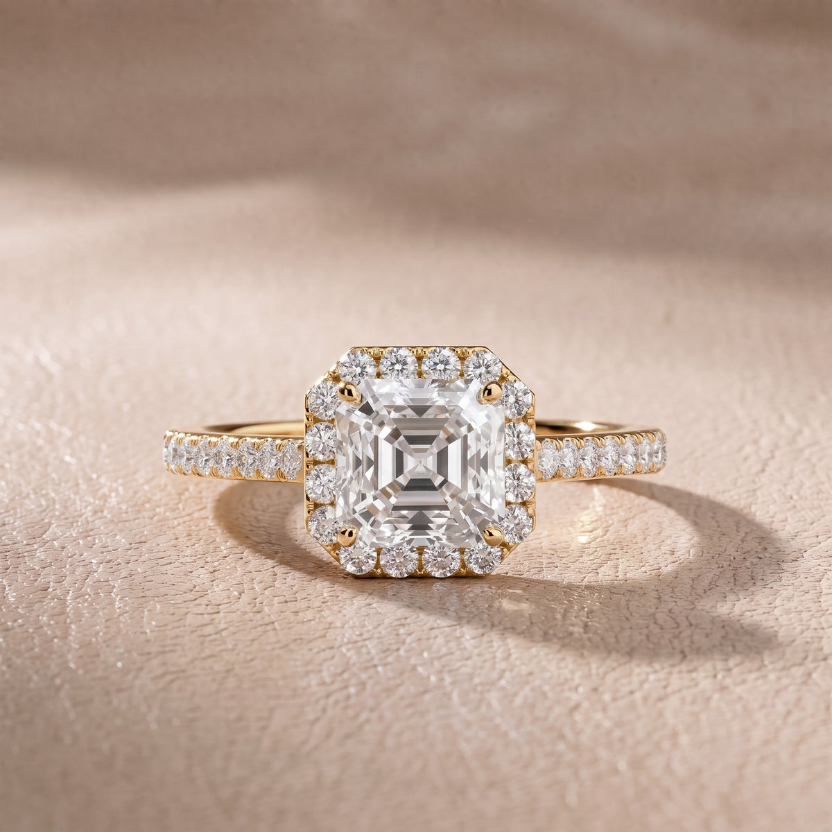 Willa Halo Micropavé Asscher Diamond Engagement Ring in Yellow Gold - front.jpg