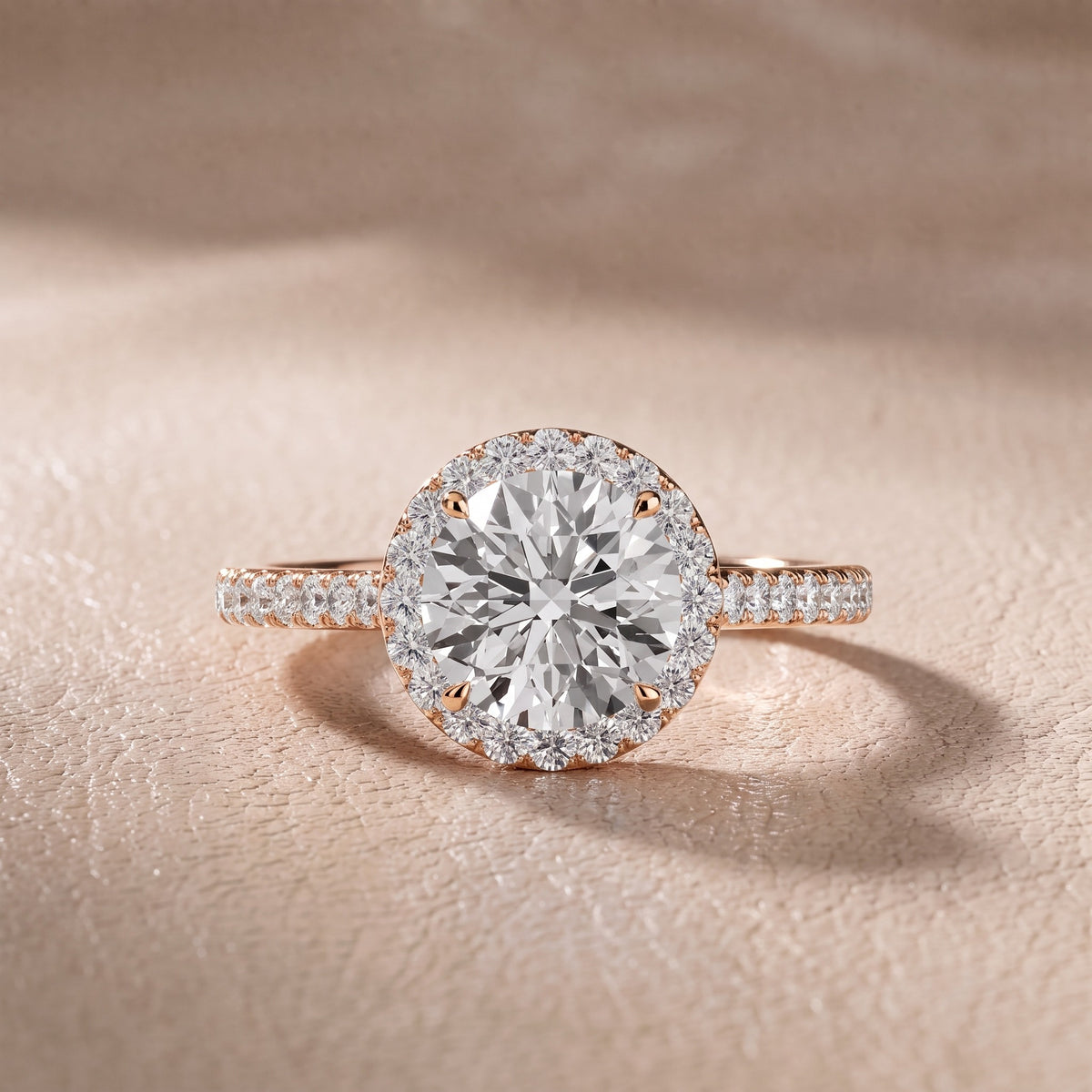 Willa Halo Micropavé Round Diamond Engagement Ring in Rose Gold - front.jpg