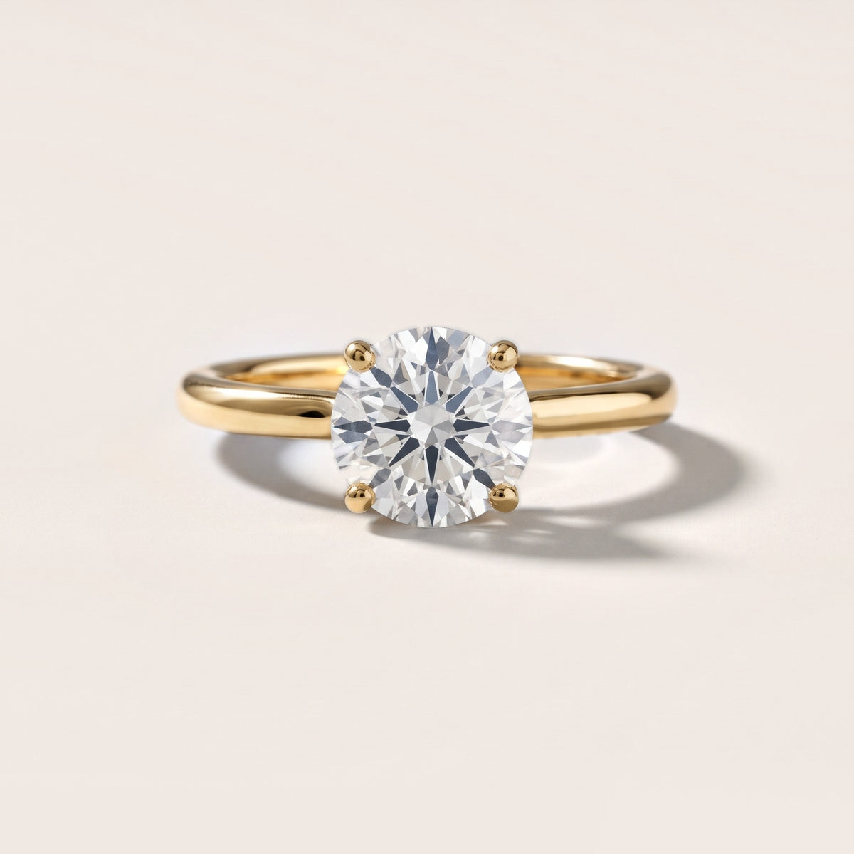Benita Leaf Round Diamond Engagement Ring in Yellow Gold - front.jpg