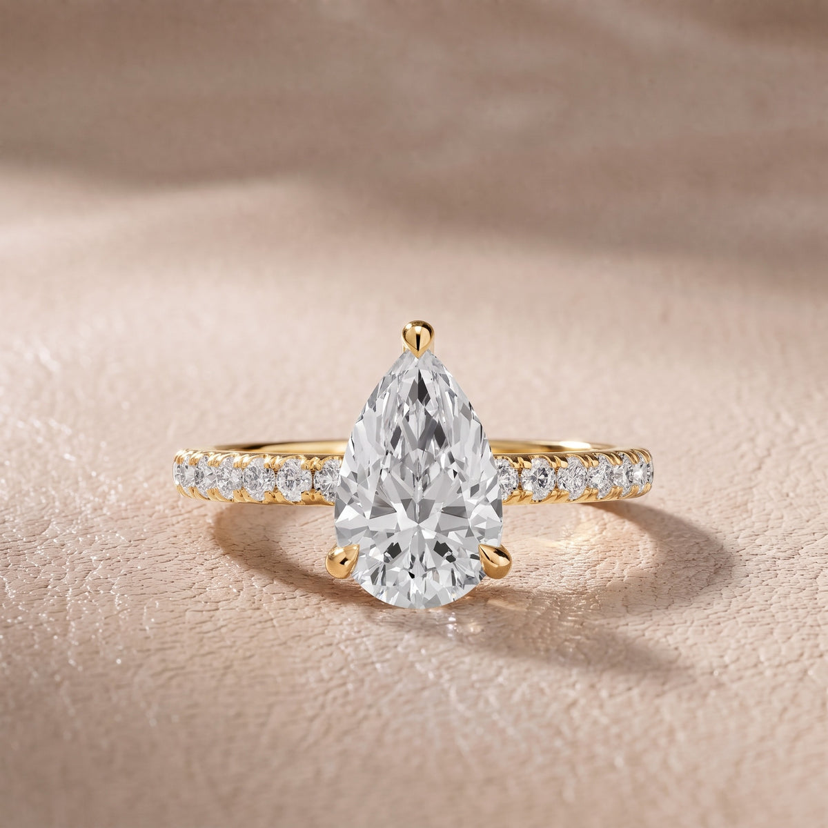 Maya Hidden Halo Pavé Pear Diamond Engagement Ring in Yellow Gold - front.jpg