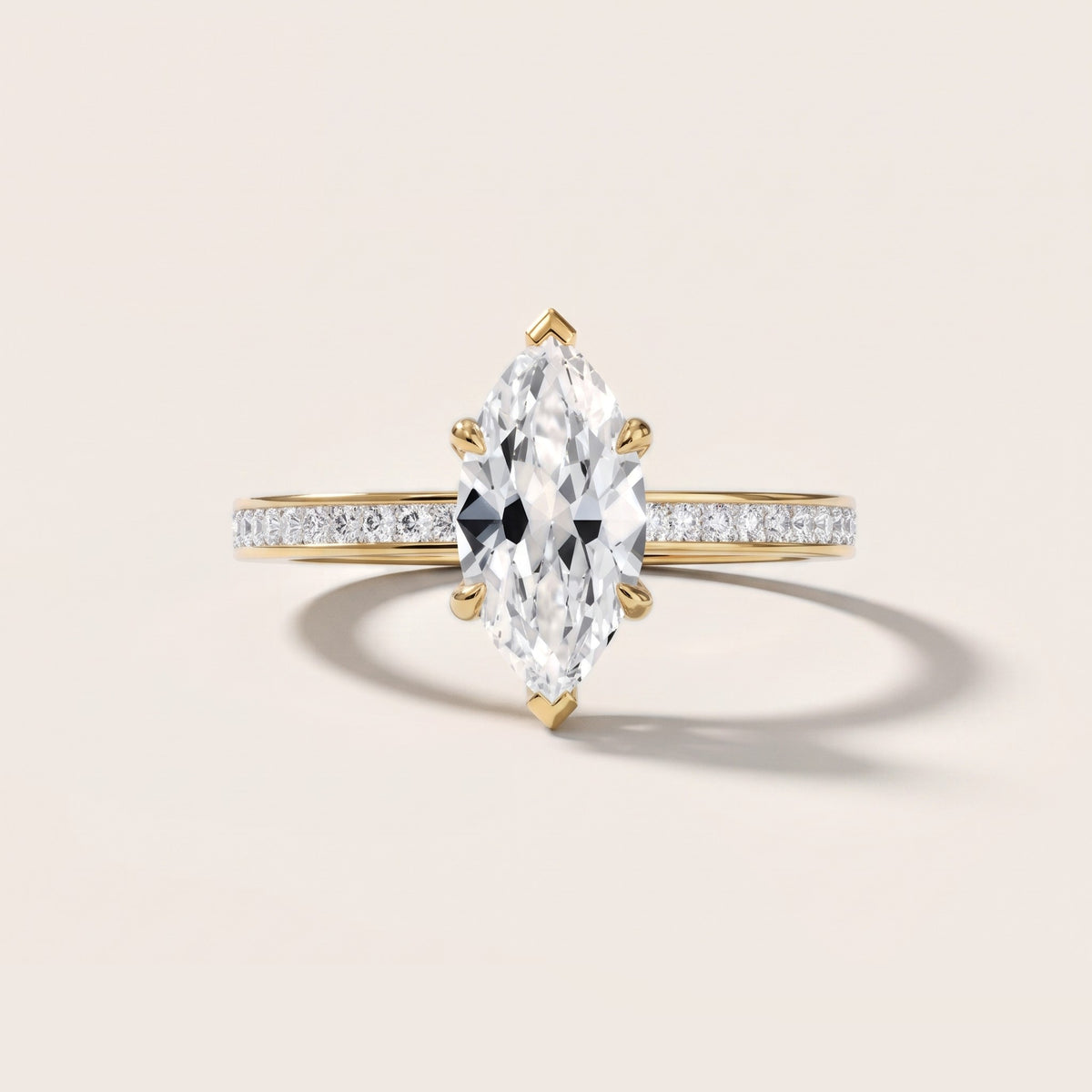 Freja Channel Set Marquise Diamond Engagement Ring in Yellow Gold - front.jpg