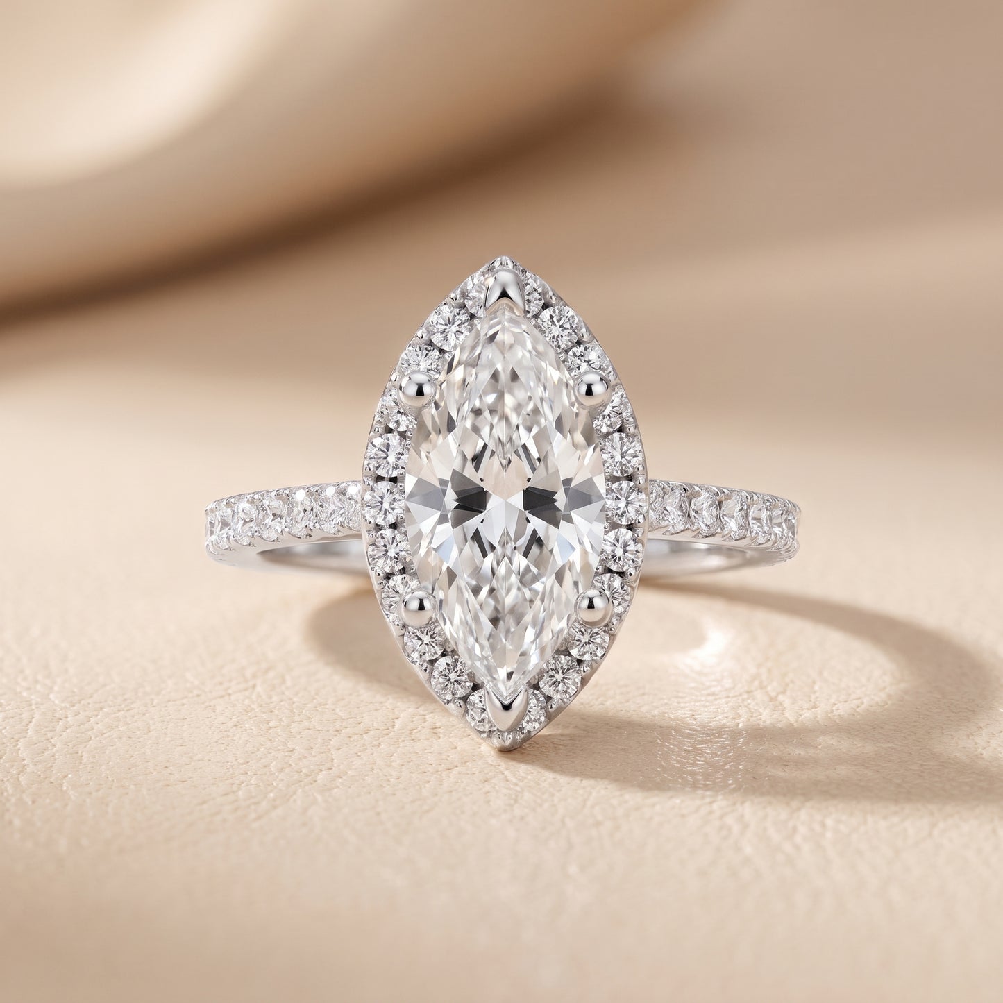 Sophie Halo Pavé Marquise Diamond Ring in Silver - front.jpg