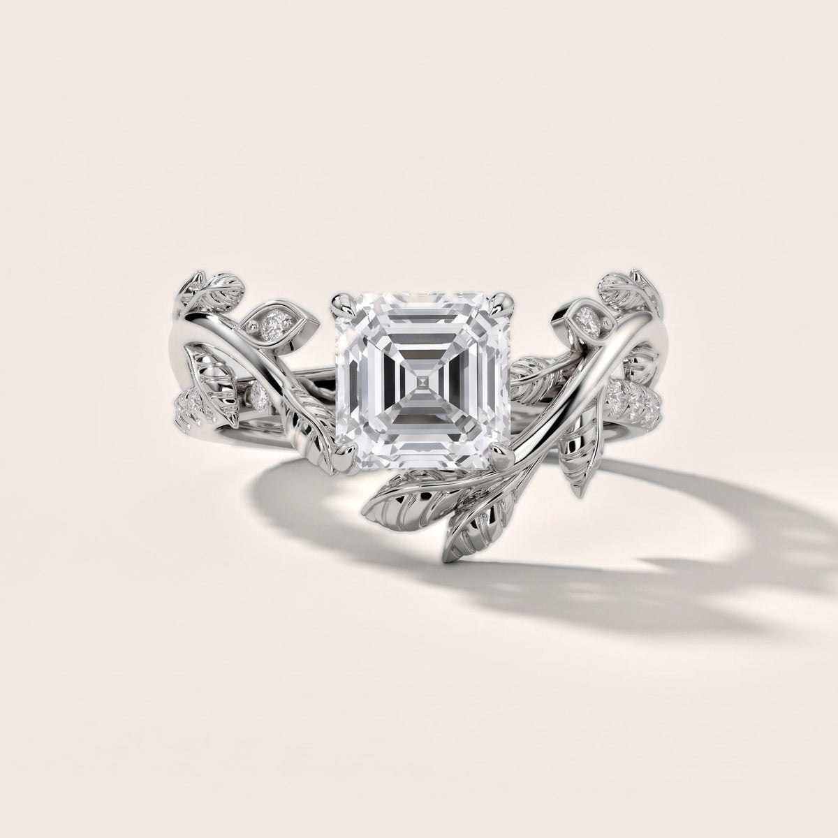 Solana Vine Bypass Asscher Diamond Engagement Ring in Silver - front.jpg