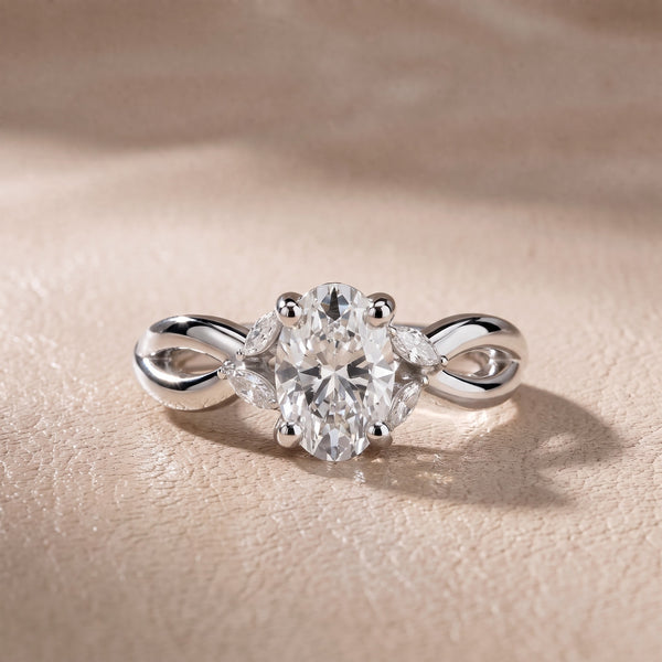 Luna Glow Twisted Oval Diamond Engagement Ring in Silver