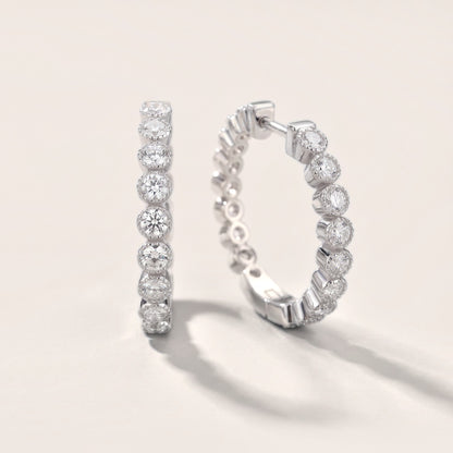 Iris Milgrain Round Diamond Hoop Earrings in Silver [studio-20261024]