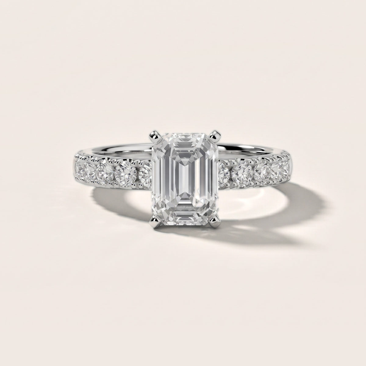 Alix Statement Pavé Emerald Diamond Engagement Ring in White Gold - front.jpg