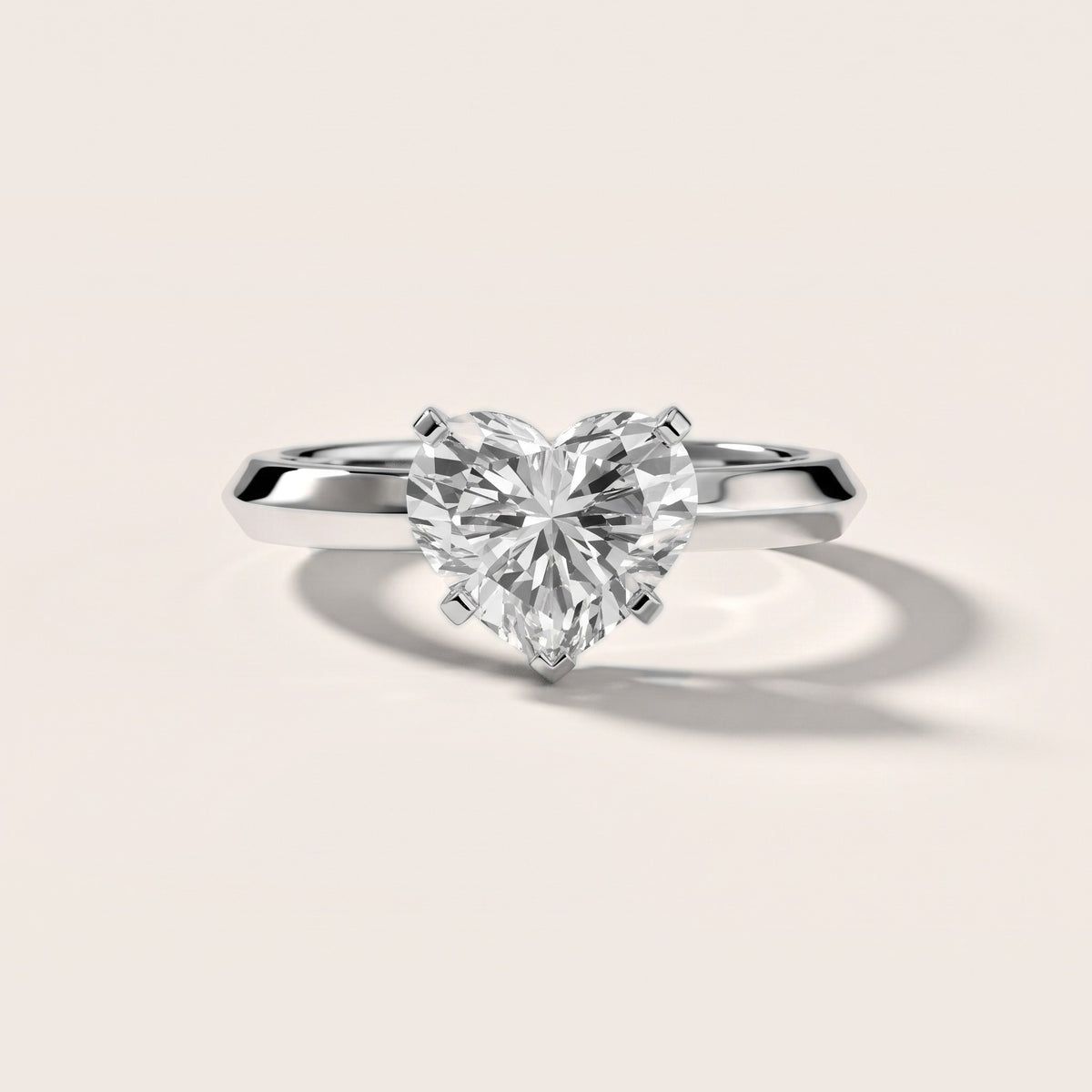 June Solitaire Knife Edge Heart Diamond Engagement Ring in Silver - front.jpg