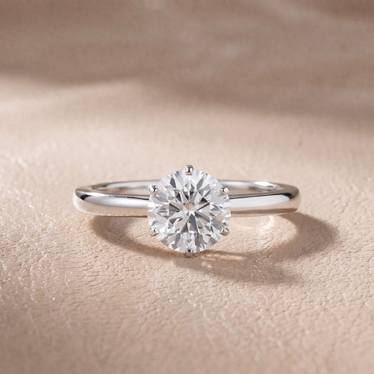 Serena Blossom Solitaire Round Diamond Engagement Ring in White Gold - front.jpg