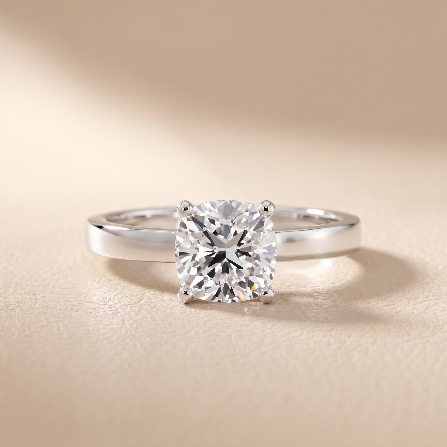 Delia Solitaire Cushion Diamond Engagement Ring in Platinum - front.jpg