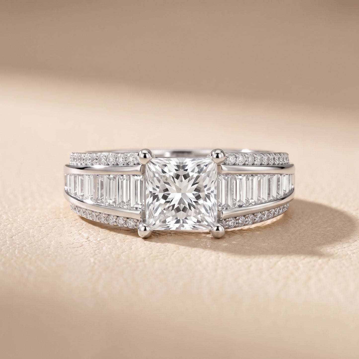 Halle Channel Set Baguette Accent Princess Diamond Engagement Ring in White Gold - front.jpg