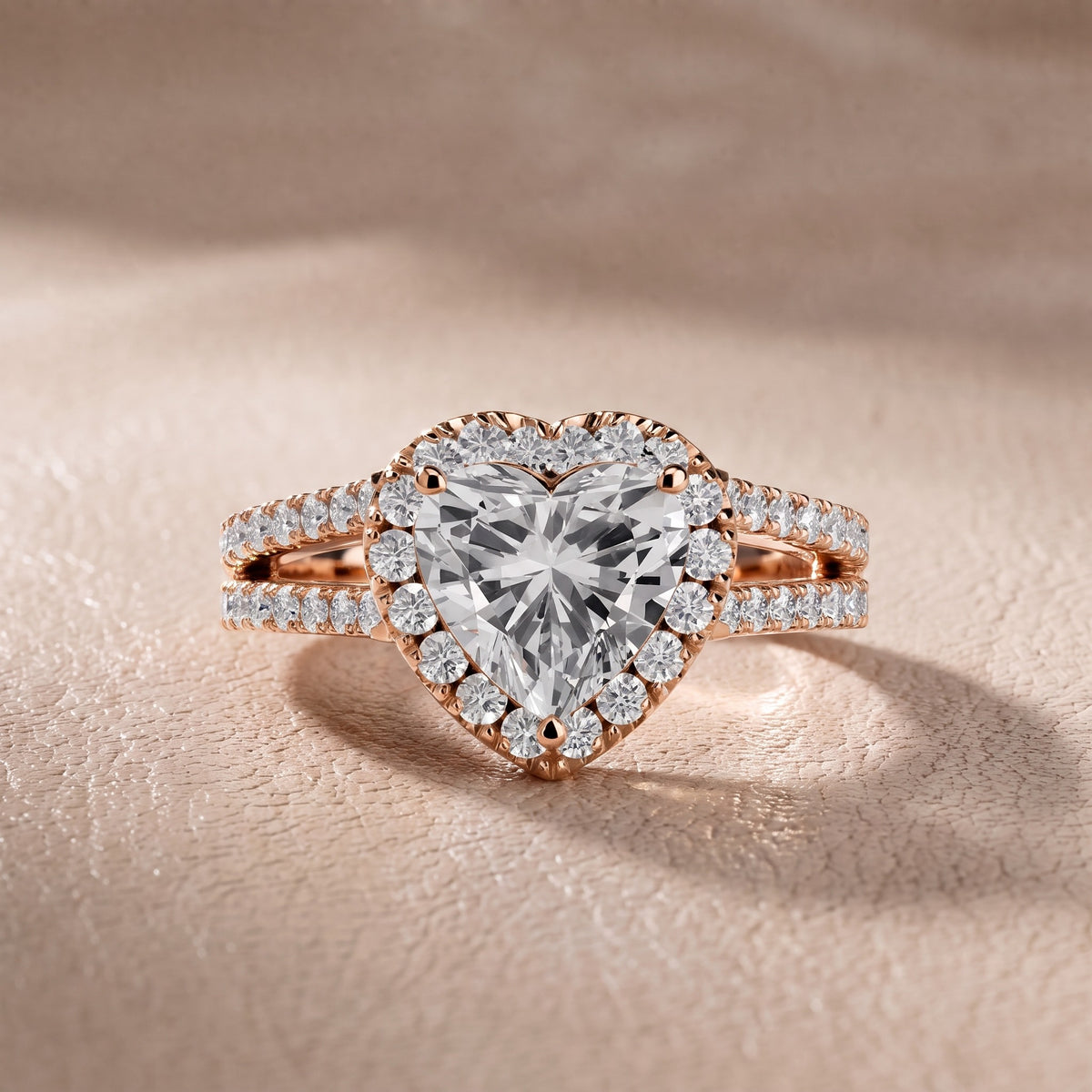 Kira Halo Split Shank Heart Diamond Engagement Ring in Rose Gold - front.jpg