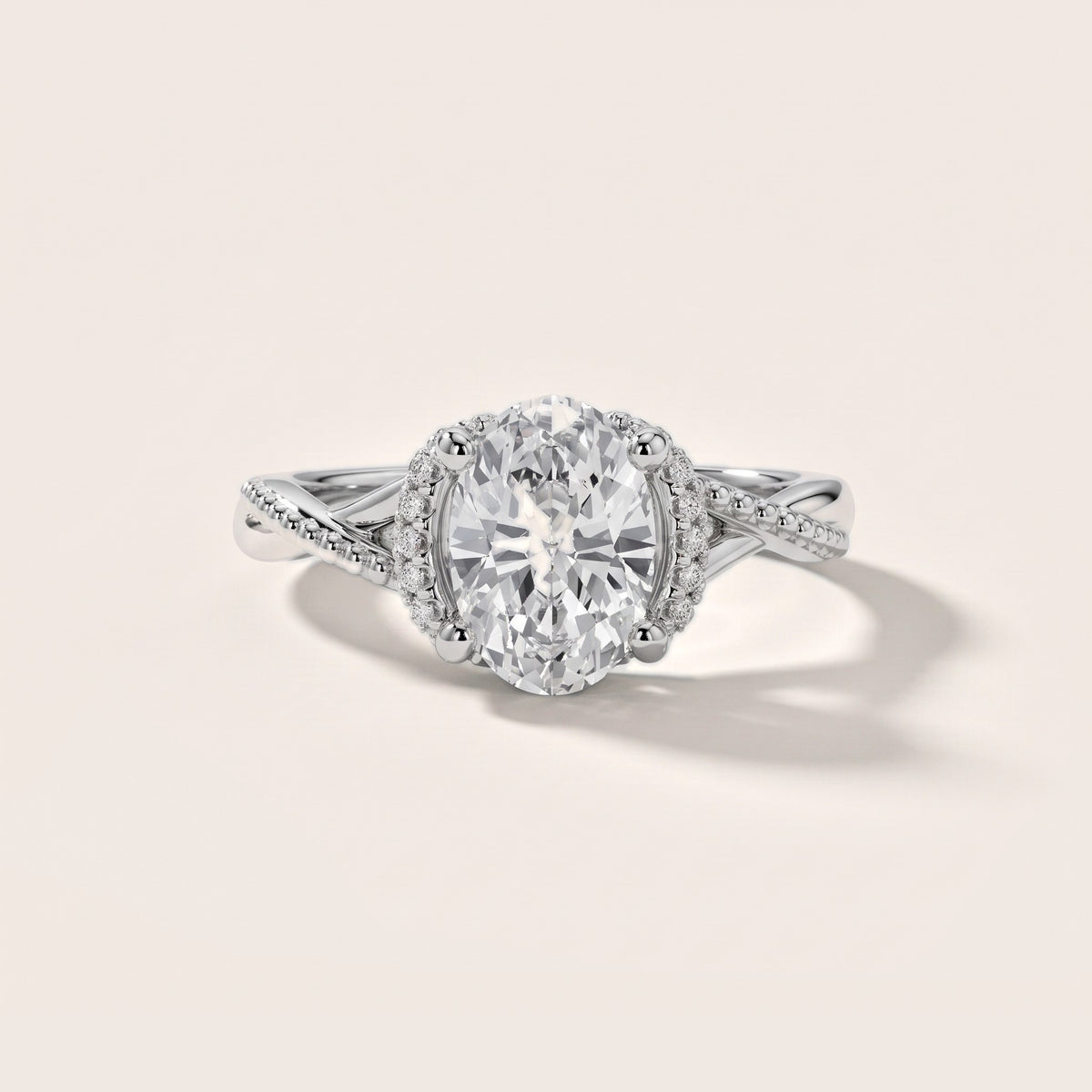 Aileen Hidden Halo Milgrain Oval Diamond Engagement Ring in Silver - front.jpg