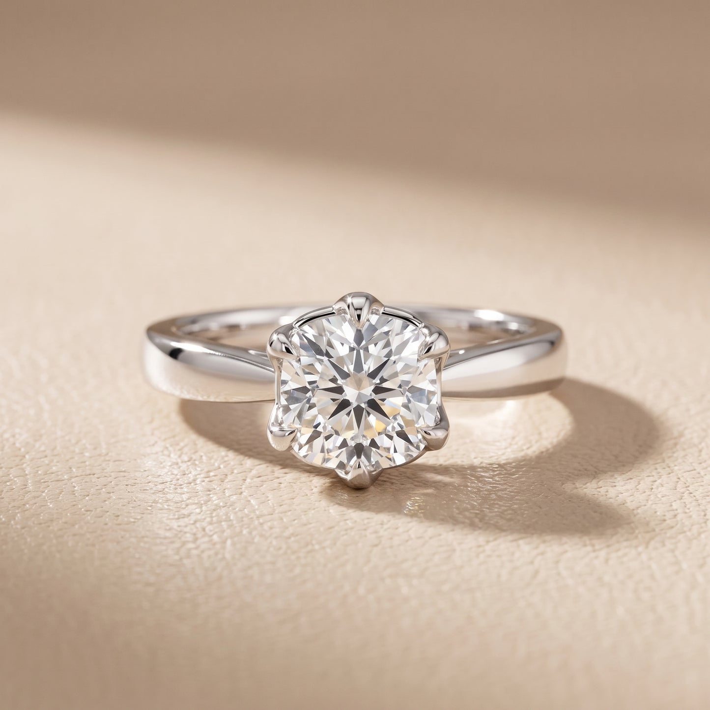 Lucia Solitaire Six-Prong Cushion Diamond Engagement Ring in Silver - front.jpg