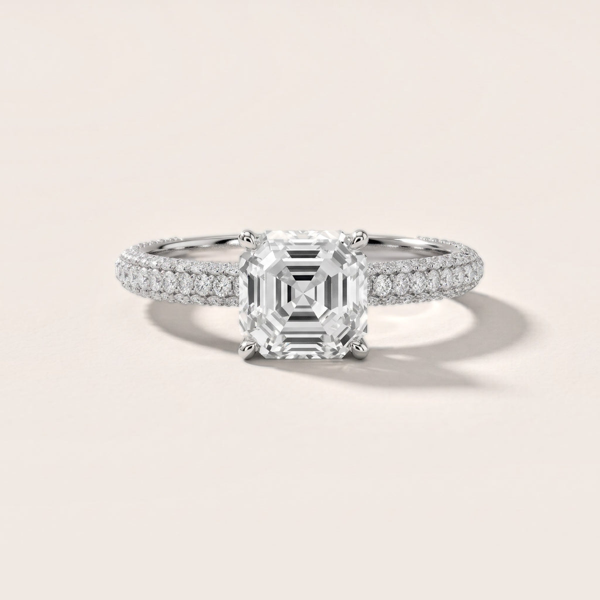 Thalia Micropavé Asscher Diamond Engagement Ring in Silver - front.jpg