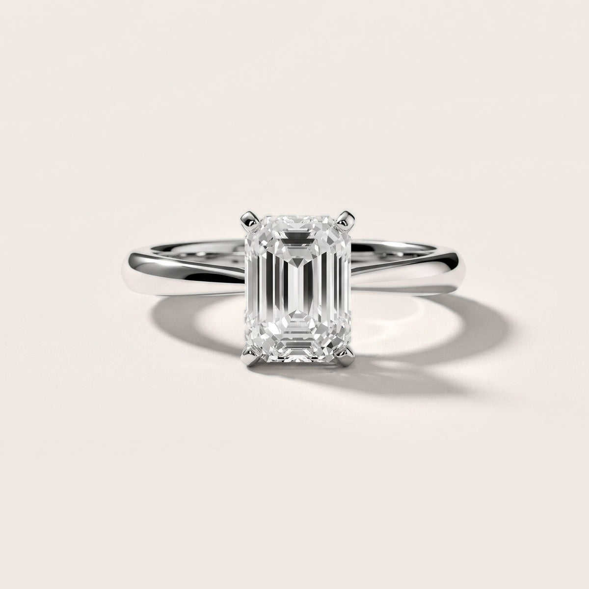 Arlette Solitaire Knife Edge Emerald Diamond Engagement Ring in White Gold - front.jpg