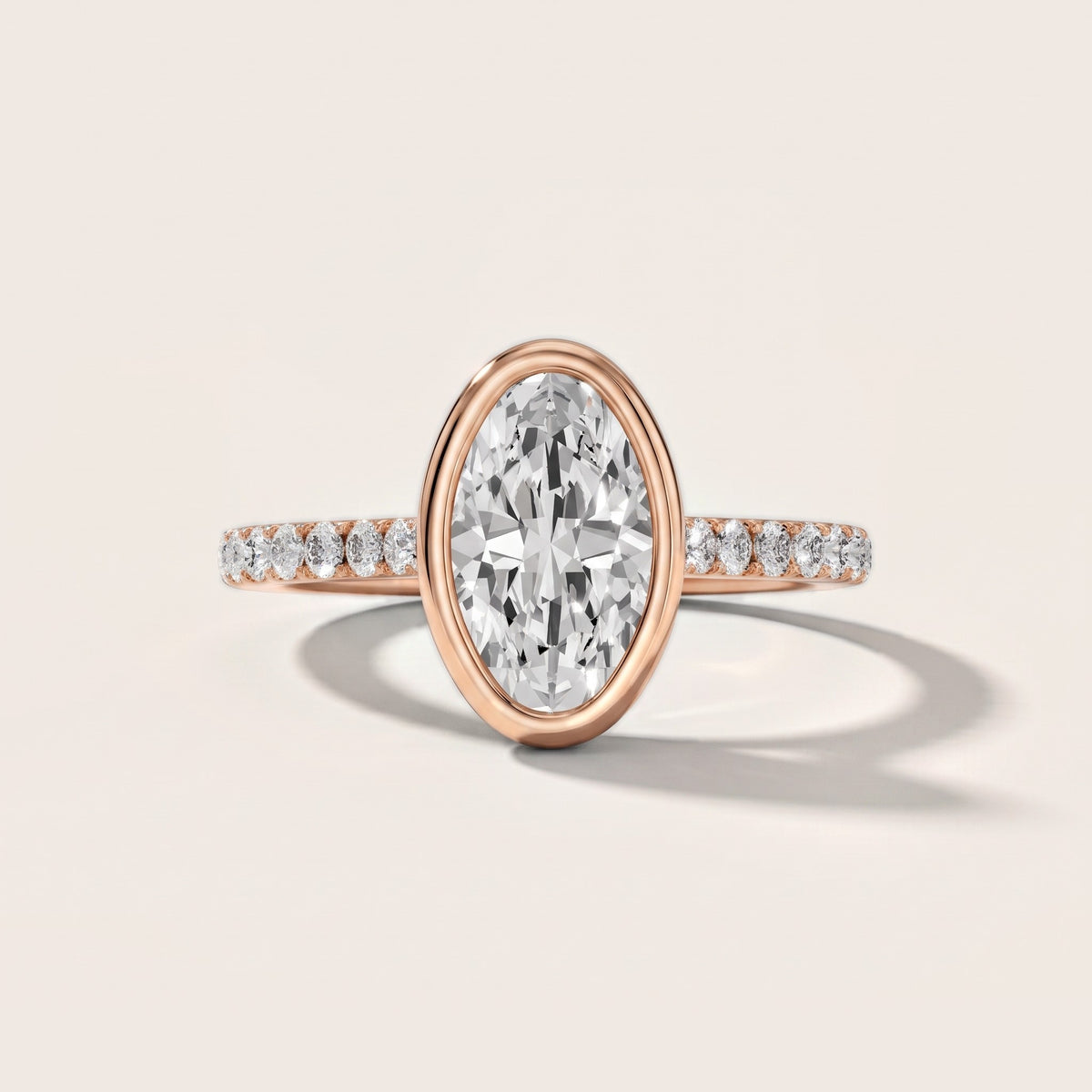 Cora Bezel Pavé Oval Diamond Engagement Ring in Rose Gold [studio-20261024]