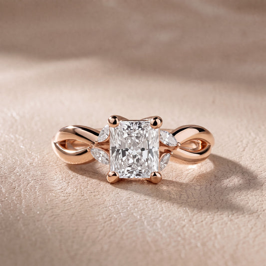 Luna Glow Twisted Radiant Diamond Engagement Ring in Rose Gold - front.jpg