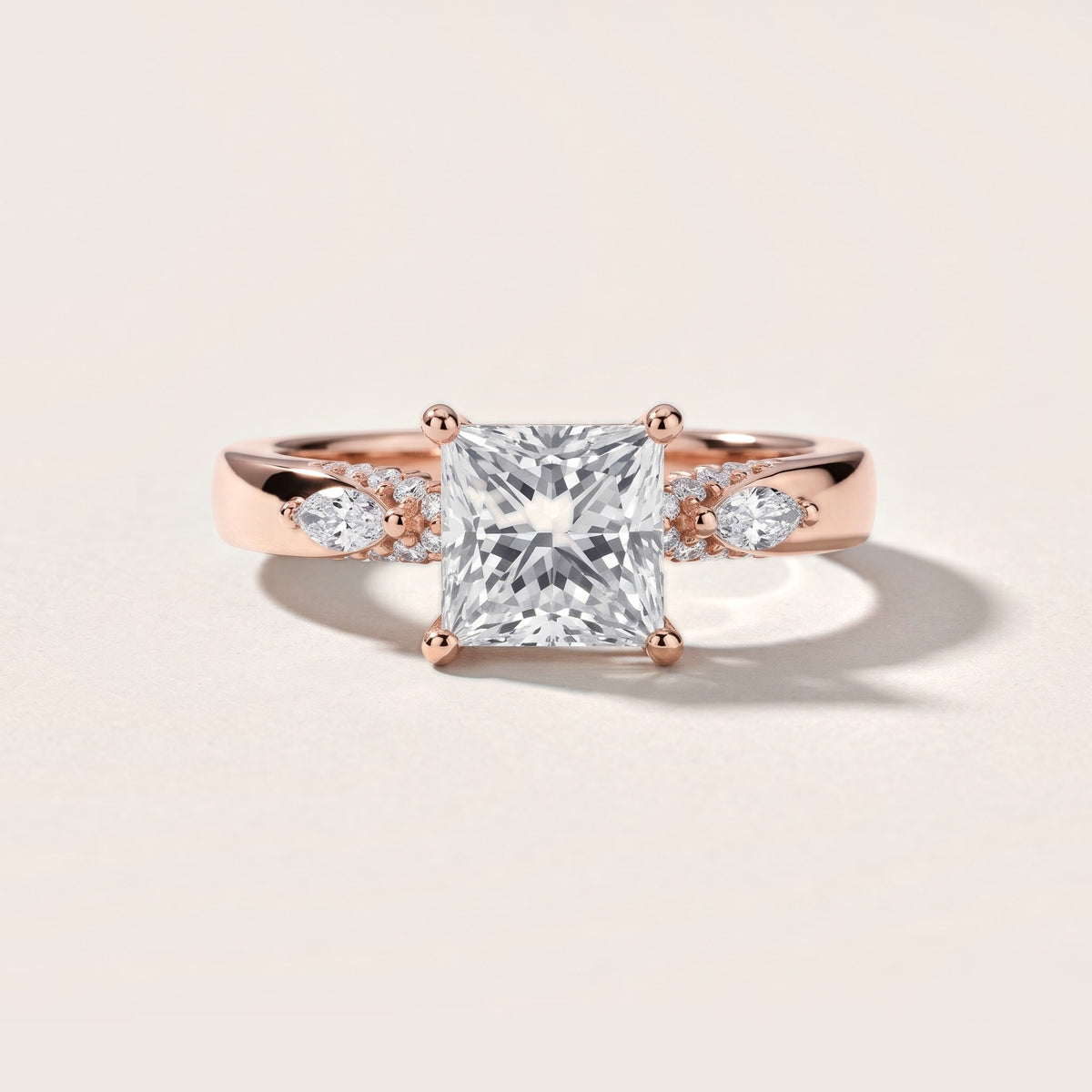Tahoe Marquise-Side Pavé Princess Diamond Engagement Ring in Rose Gold - front.jpg
