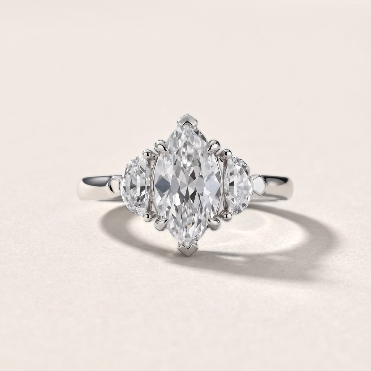 Elia Half-Moon Three-Stone Marquise Diamond Engagement Ring in Silver - front.jpg