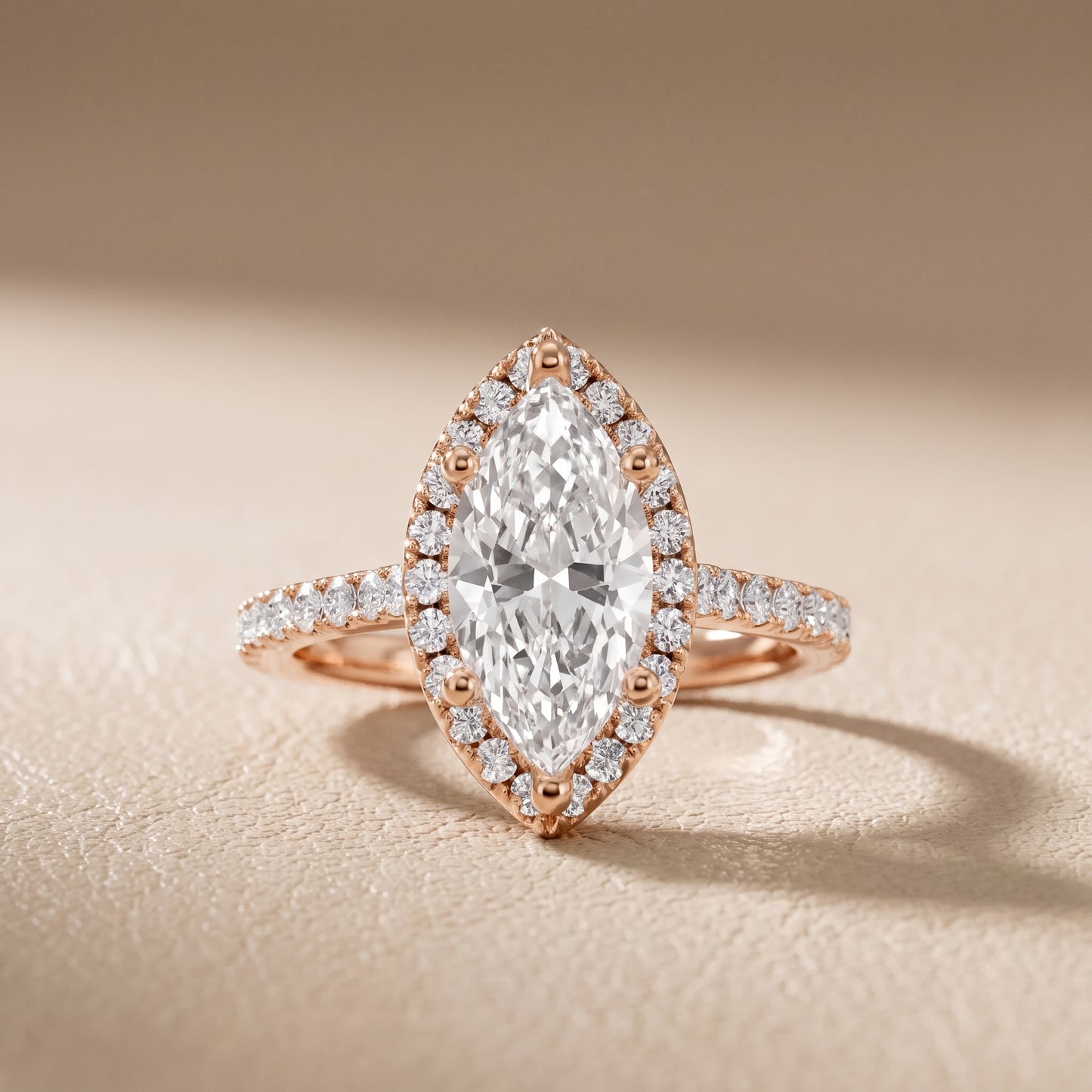 Sophie Halo Pavé Marquise Diamond Ring in Rose Gold - front.jpg