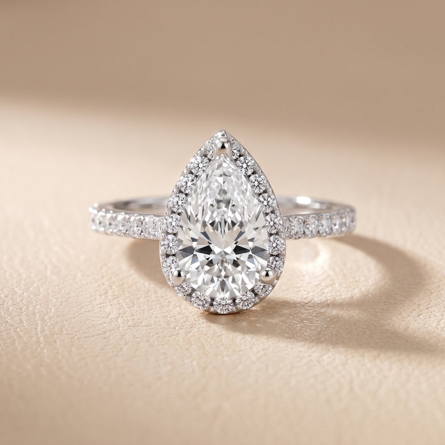 Sophie Halo Pavé Pear Diamond Ring in Silver - front.jpg