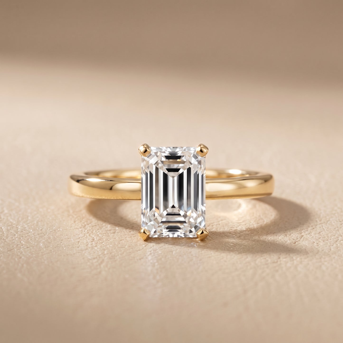 Liana Solitaire Claw Prong Emerald Diamond Engagement Ring in Yellow Gold - front.jpg