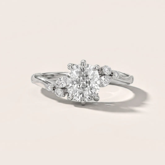 Joanna Milgrain Twist Cushion Diamond Engagement Ring in Platinum [studio-20261024]