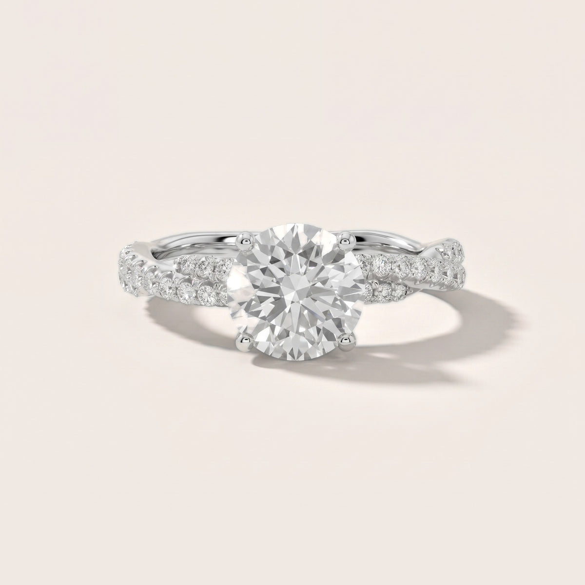 Petra Twist Pavé Round Diamond Engagement Ring in Silver - front.jpg
