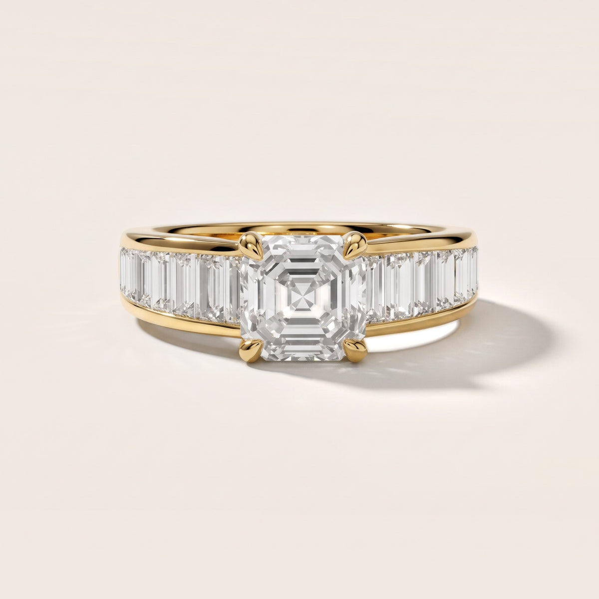 Hilo Baguette Channel Set Asscher Diamond Engagement Ring in Yellow Gold - front.jpg