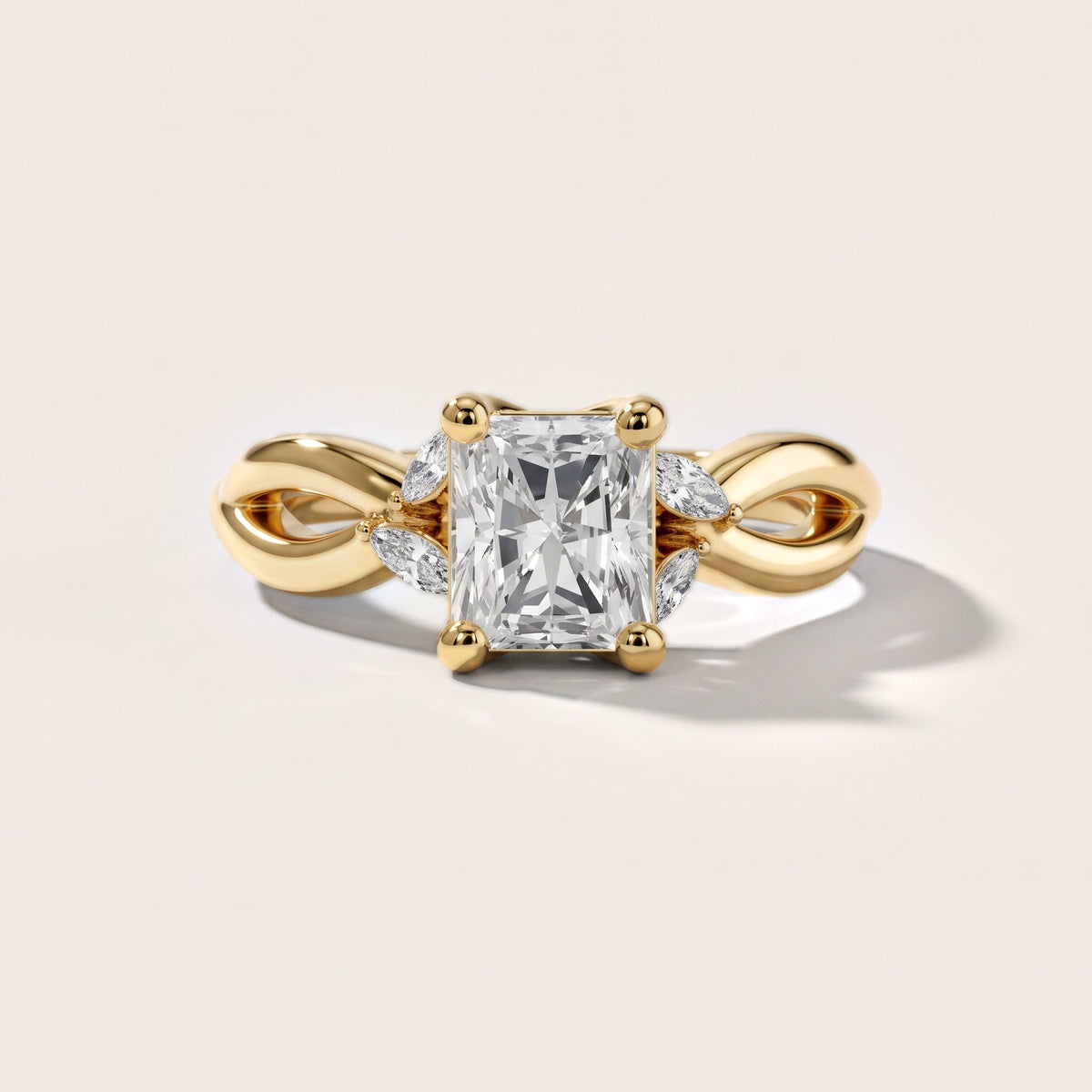 Luna Glow Twisted Radiant Diamond Engagement Ring in Yellow Gold [studio-20261024]