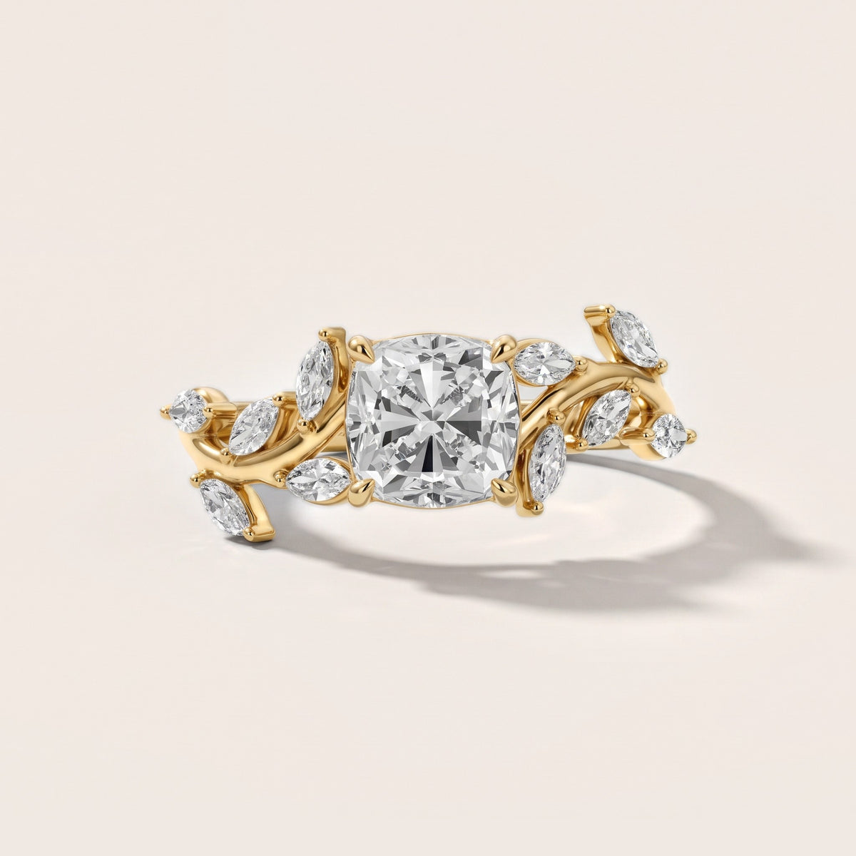 Andrea Vine Cushion Diamond Engagement Ring in Yellow Gold - front.jpg