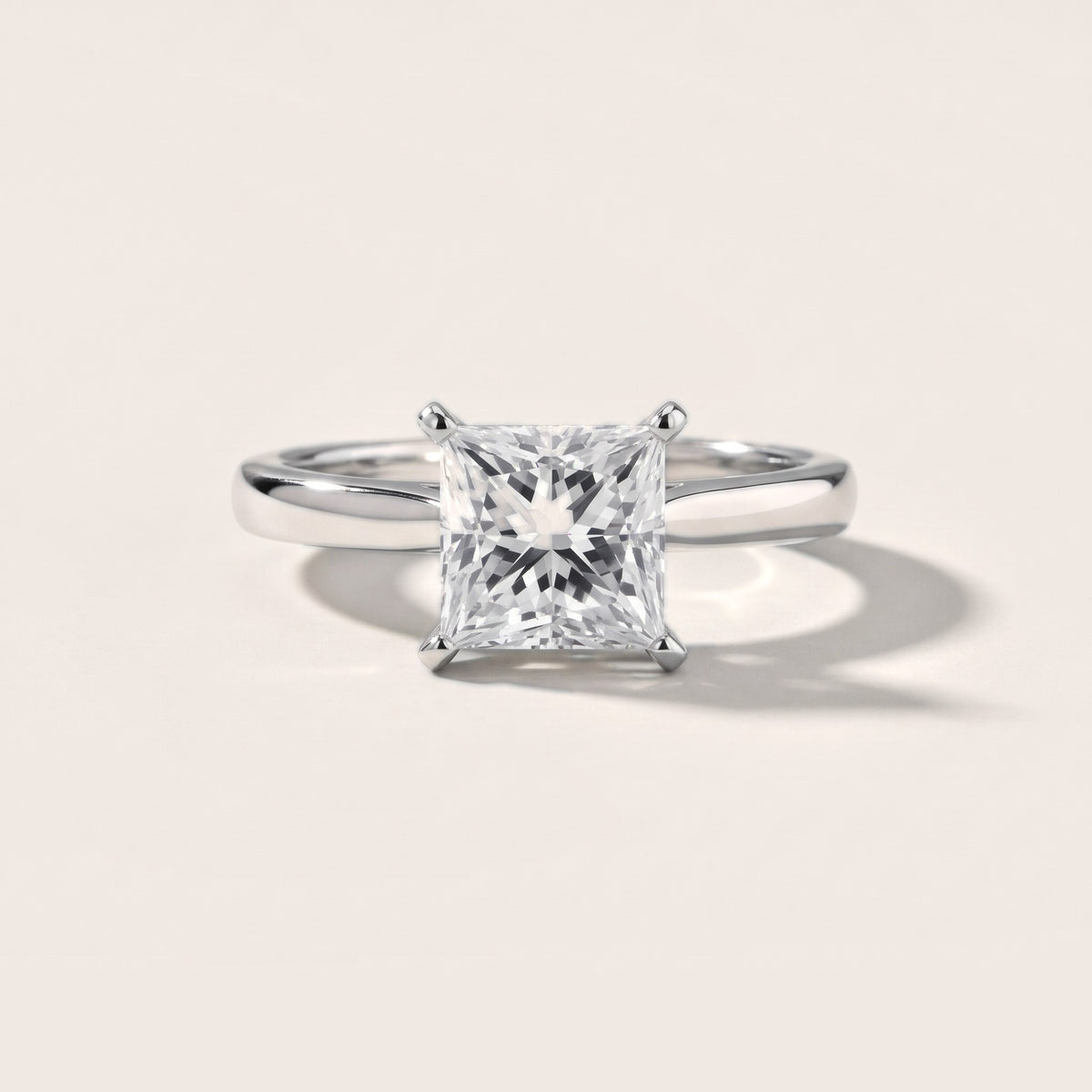Enid Solitaire Cathedral Princess Diamond Engagement Ring in Silver - front.jpg