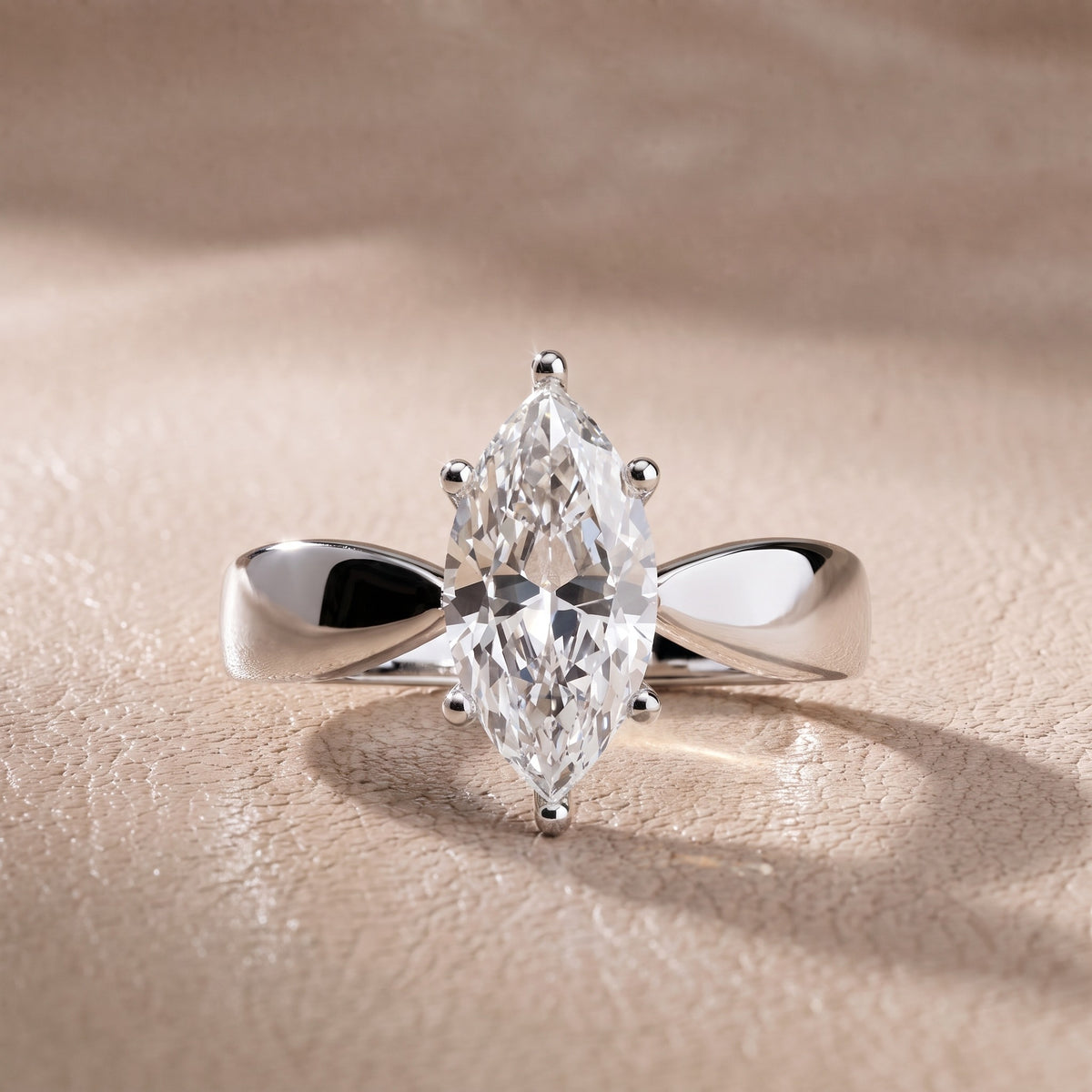 Talia Solitaire Twist Marquise Diamond Engagement Ring in Platinum - front.jpg