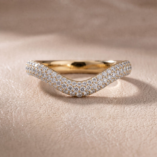 Alicia Curved Micropavé Round Diamond Half Eternity Band in Yellow Gold - front.jpg