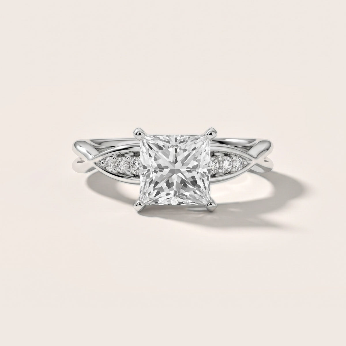 Stefania Twist Princess Diamond Engagement Ring in Silver - front.jpg