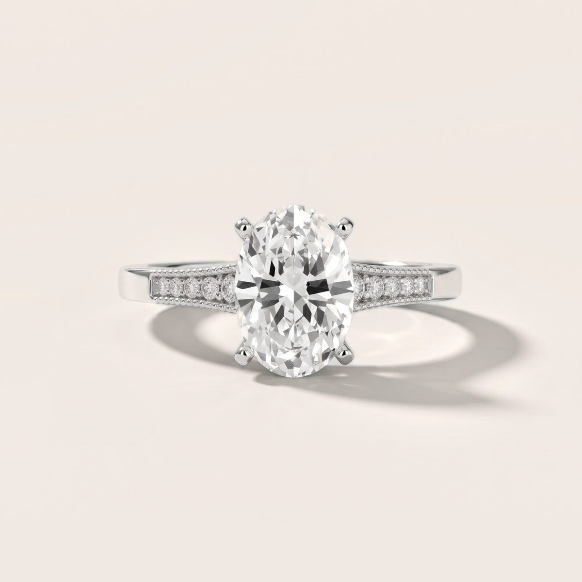 Fenella Milgrain Pavé Oval Diamond Engagement Ring in Platinum - front.jpg