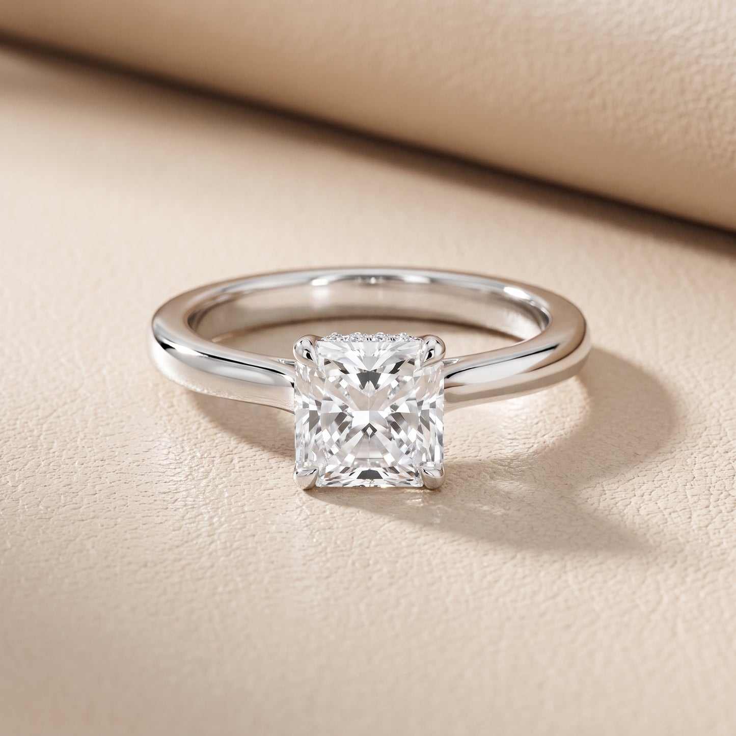 Mena Hidden Halo Radiant Diamond Engagement Ring in Platinum - front.jpg