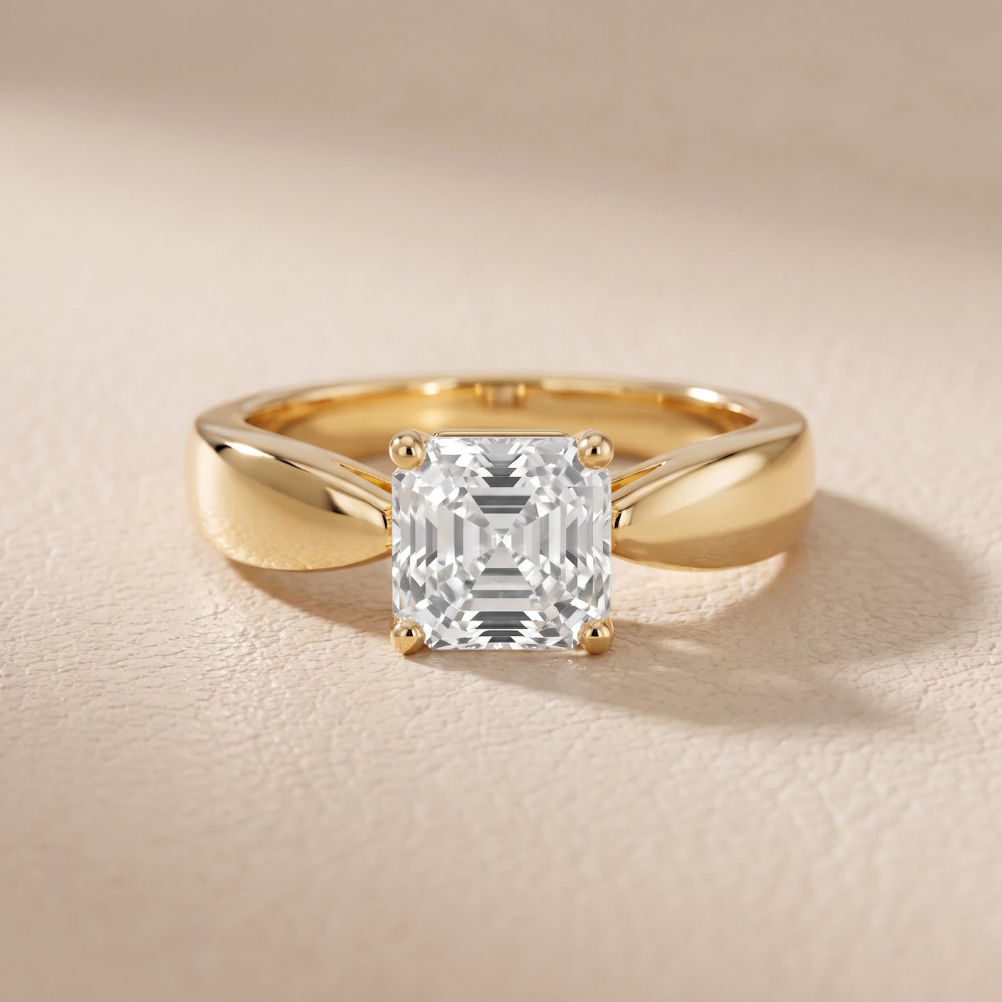 Talia Solitaire Twist Asscher Diamond Engagement Ring in Yellow Gold - front.jpg