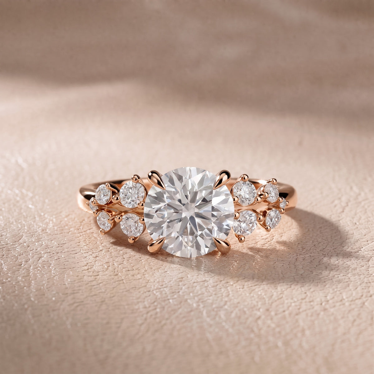Evelina Bloom Round Diamond Engagement Ring in Rose Gold - front.jpg