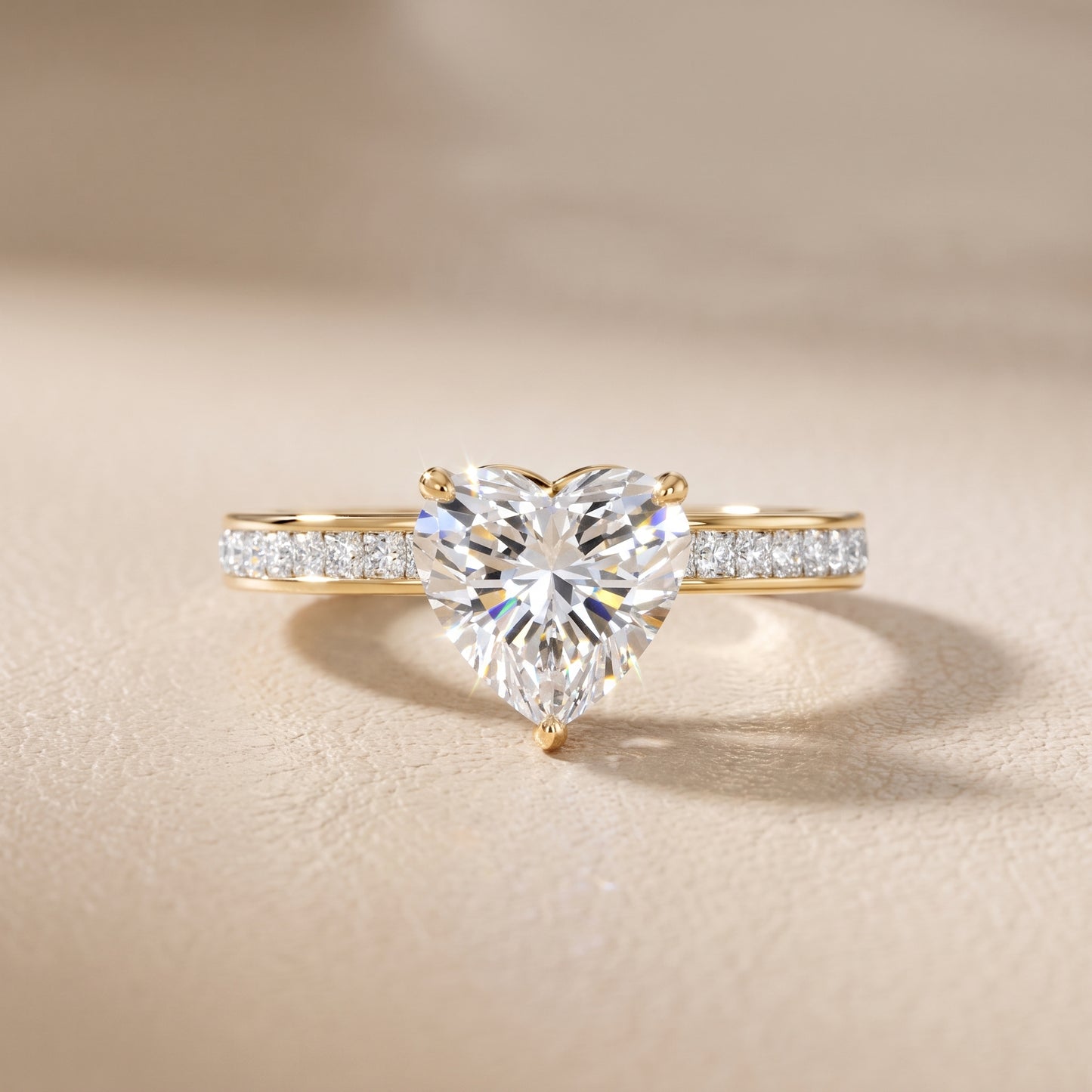 Brielle Channel Set Solitaire Heart Diamond Ring in Yellow Gold - front.jpg