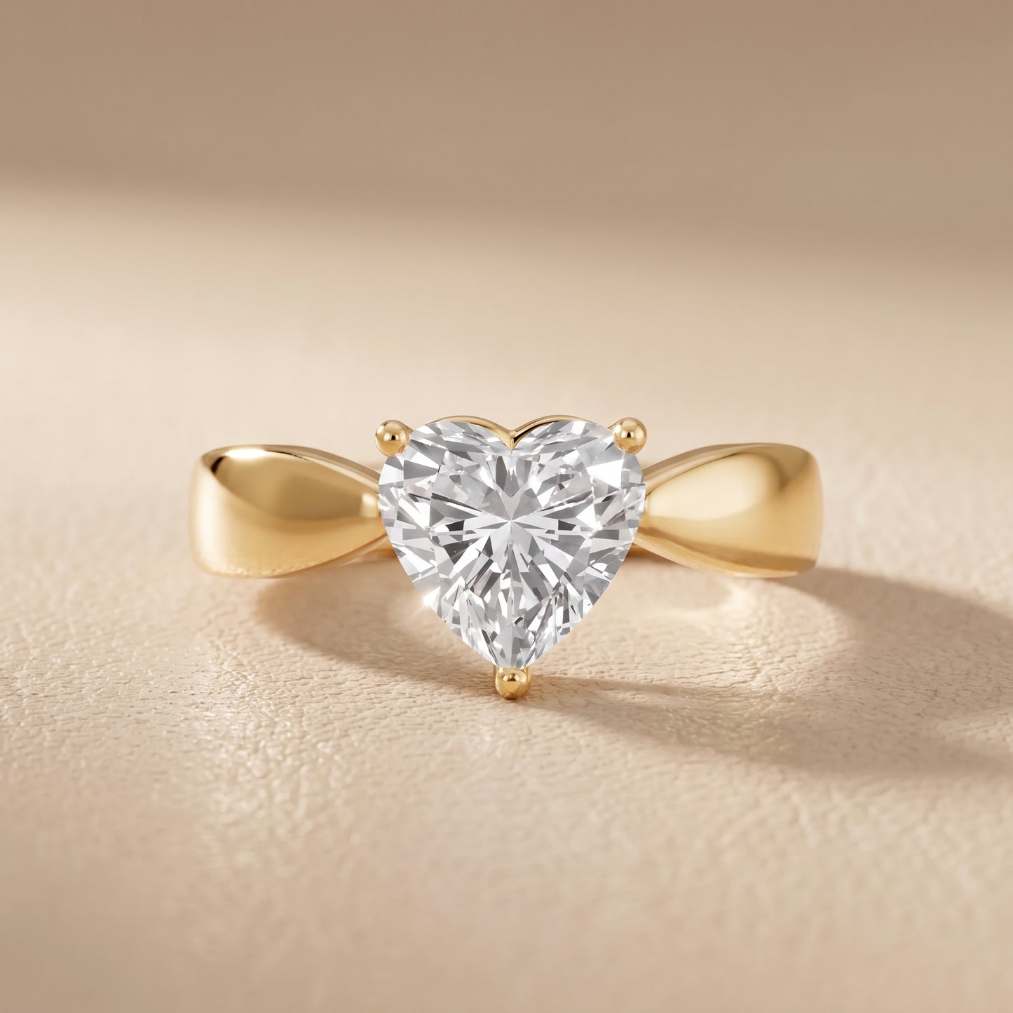 Talia Solitaire Twist Heart Diamond Engagement Ring in Yellow Gold - front.jpg